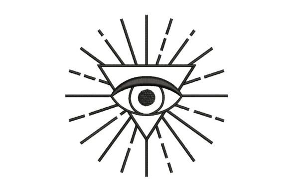 All-Seeing Eye Pyramid with Rays Embroidery Design