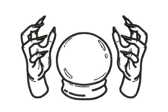 Mystical Hands with Crystal Ball Embroidery Design