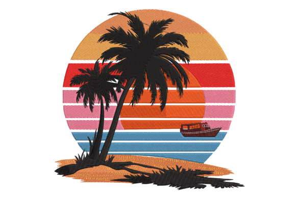 Tropical Sunset Palms Boat: An Embroidery Designer's Review